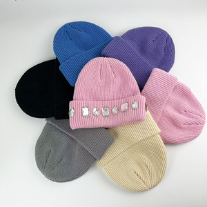 Bonnets d'hiver chauds unisexes en tricot, logo personnalisé, couleur unie - Product Image 3
