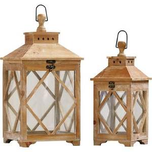 Decoración de Iluminación para el Hogar para el Festival de Ramadán y Eid, Farol de Vela, Metal con Acabado Natural y Madera, Farol Colgante y de Pie - Product Image 2