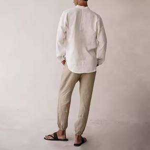 Camisa Ligera de Verano para Hombre, Camisa Casual de Corte Ajustado con Cuello Mao y Diseño de Bolsillo/Stock. - Product Image 2