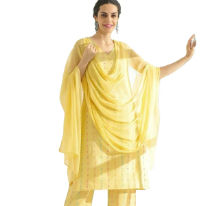 Quotidien et fête de bureau spécial pur coton imprimé numérique col en V manches moins motif longue longueur Kurti & Plazzo avec Dupatta - Product Image 1