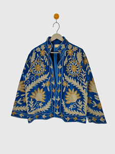 เสื้อแจ็คเก็ตคอจีนปักลายกระบองเพชร แขนยาว ทรงบ็อกซี่ ผ้าฝ้าย สำหรับผู้หญิงไซส์พลัส ใส่ได้ในฤดูใบไม้ผลิ - Product Image 1