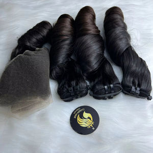 Perruque en cheveux humains Raw Vietnamese Fumi Curl Bouncy Egg, double trame, cuticules alignées, texture personnalisée, couleur naturelle, non-Remy, fabrication mécanique - Product Image 1