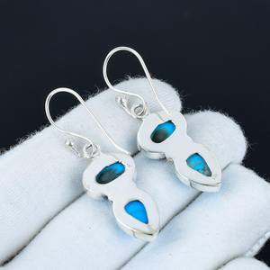 <b>Sleeping</b> Beauty Turquoise Gemstone Handmade 925 Sterling Silver Gold Plated Double Cute Boho Earrings <b>Gifts</b> for Love - Product Image 4