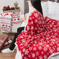 Couverture en sherpa à carreaux flocons de neige de Noël |   Plaid en flanelle double couche épais, réversible en polaire sherpa, pour canapé et lit, idéal pour l'hiver