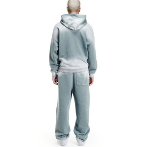 Chándal con Cremallera y Letras Bordadas para Hombre, Pantalones de Chándal con Capucha, Lavado de Ácido, OEM, French Terry Sweat Suits - Product Image 6