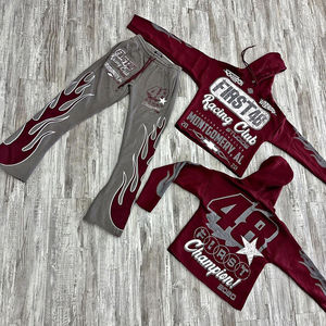 Ensemble de survêtement streetwear léger pour homme personnalisé en 2 pièces, de haute qualité, 100% coton, antibactérien, design évasé - Product Image 5