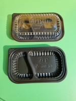 Prix compétitif meilleur produit 2025 usine 2 compartiments récipient alimentaire en plastique jetable avec couvercle couleur noire à emporter