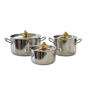 Luxury Eco-Friendly Stainless Steel Silver Casserole Set with Golden Pumpkin Lid Kitchenware Catering <b>Pans</b> & <b>Pots</b> For Sale - Product Image 1