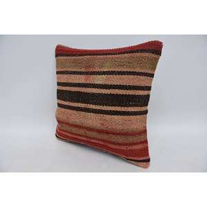 Oreiller en laine patchwork multicolore Kilim 14x14 pouces Coussin décoratif tissé à motif de feuilles vintage moelleuses de luxe pour la literie - Product Image 4