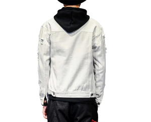 Nouvelle conception, blouson en jean blanc pour homme avec poches boutonnées, veste en denim automne-hiver, coupe oversize, taille de marque pour hommes - Product Image 4