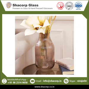 คอลเลกชั่นใหม่แจกันแก้วเพรียวบางลายแนวตั้งดอกไม้แบบหรูหราสำหรับตกแต่งบ้าน - Product Image 2