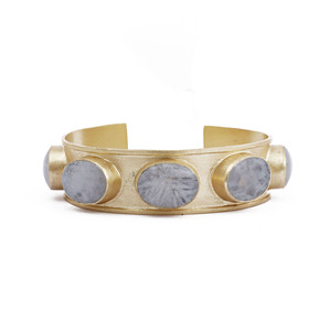 Brazalete elegante de piedras preciosas de moda de madreperla, pulseras de piedra natal, fregona con bisel chapado en oro, brazaletes de moda elegantes - Product Image 5