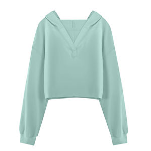 Top corto ligero antiarrugas con capucha para mujer, Top corto de algodón transpirable, sudaderas con capucha para mujer, ajuste elegante - Product Image 5