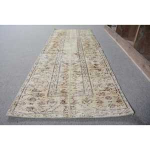 Alfombra de lana turca Vintage de 21x56 pies, tejido plano de retazos beige y marrón para decoración de sala de estar, respaldo de látex - Product Image 2