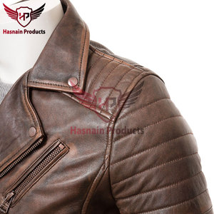 Chaqueta de Cuero Marrón Genuino para Hombre, Corte Ajustado, Estilo Motero, Vintage, de Piel Vacuna Envejecida, Abrigo Clásico Personalizado, Prenda Exterior de Moda para Invierno - Product Image 3