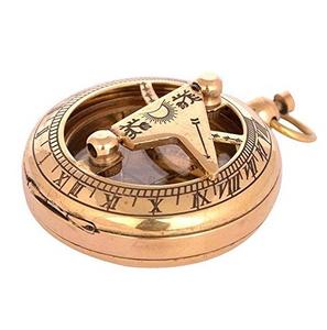 Designer Antique Brass & Copper Sundial Compass, Sundial <b>Clock</b> with Leather Case - Product Image 4
