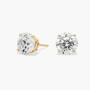 14K Solid Gold F-G VS2-SI1 Round Lab Grown Diamond Four Prong <b>Stud</b> <b>Earrings</b> 4 Ct Total Rhodium Finish Four Prong <b>Fine</b> Jewelry - Product Image 3