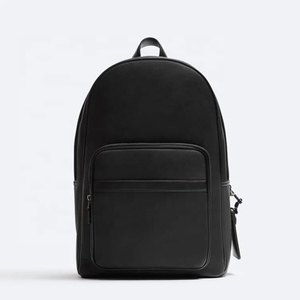 Minimalist <b>Black</b> Softback <b>Backpack</b> With Laptop Compartment Water Resistant Zipper Closure Unisex Shoulder Straps - Product Image 1