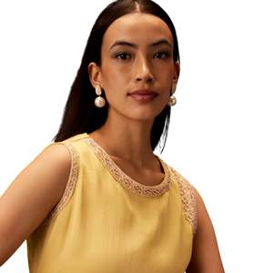 Jaune Ombre Une Ligne Kurta Avec Cloche Bas Pantalon En Gros Femmes Vêtements Ethniques OEM Vêtements Usine Fournisseur Tenue De Fête - Product Image 4