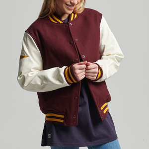 Material cálido de invierno hecho chaqueta universitaria para mujer/nuevo estilo de algodón liso en blanco chaqueta universitaria para mujer servicio OEM personalizado - Product Image 1