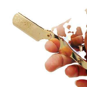 มีดโกนหนวดตรงสแตนเลสพรีเมียมพร้อมโลโก้สั่งทำพิเศษ สำหรับช่างตัดผมมืออาชีพ  มีดโกนหนวดและมีดซอยผม ด้ามจับไม้ - Product Image 4