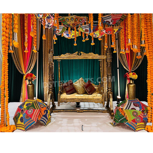 ชิงช้า gujarati แบบดั้งเดิมสำหรับเวทีกลางคืนตกแต่งเวทีด้วยการแกว่งเวทีงานแต่งงานสำหรับ Mehndi Sangeet สหราชอาณาจักร - Product Image 1