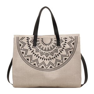 กระเป๋าผ้าใบผ้าฝ้ายสีขาวสำหรับผู้หญิงกระเป๋าสะพายไหล่พิมพ์โลโก้เป็นมิตรกับสิ่งแวดล้อม - Product Image 1