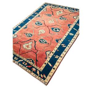 Tapis en laine de grande surface de style classique Nuray, noué à la main, motif médaillon rouge et orange, pour la maison et le couloir Pae-944 - Product Image 2