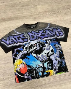 T-shirts vintage oversize en jersey 100% coton pour hommes, manches courtes, imprimé graphique DTG, design vierge, col rond, style hip-hop - Product Image 1