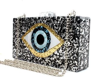 Bolso de mano de noche con diseño de mármol de lujo hecho a mano para mujer, bolso de resina con diseño de ojo del diablo para ropa de fiesta - Product Image 1