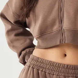 Sweat à capuche en polaire de style simple pour femmes, matière respirante et durable, prix avantageux pour les commandes en gros avec fermeture éclair, personnalisable et avec logo - Product Image 3