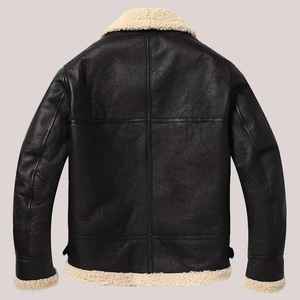 Chaqueta de cuero de piel de oveja marrón para hombre B3 Bomber Estilo RAF Chaqueta de aviador de cuero de piel de oveja genuina - Product Image 3