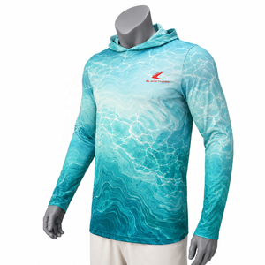Camiseta de Pesca Personalizada al por Mayor para Hombre, Sublimada, de Manga Larga, Transpirable, de Spandex/Poliéster, con Protección Solar UPF 50, Anti-UV, OEM - Product Image 2