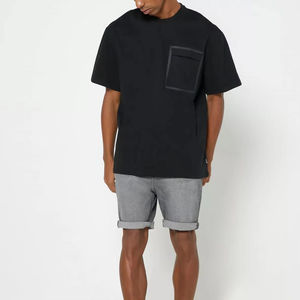 Camiseta de Alta Calidad para Hombre, 100% Algodón, Lisa, Talla Grande, Diseño con Bolsillo Oculto, Casual, sin Logotipo, Personalizable, Gruesa - Product Image 1