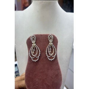 Pendientes largos ovalados brillantes de belleza brillante, pendientes elegantes para mujer para fiesta, accesorios de moda para regalos - Product Image 1