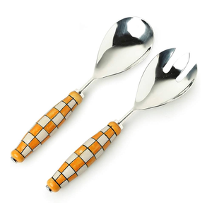 ชุดเซิฟเวอร์สลัดโลหะสแตนเลส2ชิ้นสำหรับเสิร์ฟสลัดพร้อมที่จับไม้ - Product Image 4