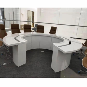 Modern High End Commercial Office Furniture <b>Large</b> Executive Boardroom <b>Desk</b> White Glossy MDF Luxury Conference Table - Product Image 2