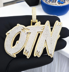 Pendentif Lettre OTM Luxe Iced Out Finition Or Hip Hop Diamant Moissanite Bijoux Personnalisés Prénom - Product Image 2