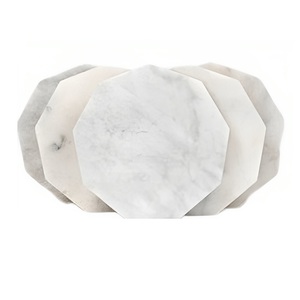 Ensemble de sous-verres rectangulaires en marbre organique de qualité supérieure tampons de table en pierre décorative marron pour hôtels et boissons - Product Image 4