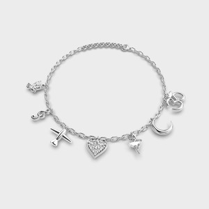 IGI Certified Round Lab Grown Diamond <b>Charm</b> Station Bracelet in Solid 925 Sterling Silver - Product Image 2