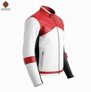 Chaqueta de Cuero Sólida Estilo Café Racer para Hombre, Chaqueta de Motociclista de Carreras Roja, Blanca y Negra, Regalos - Product Image 3