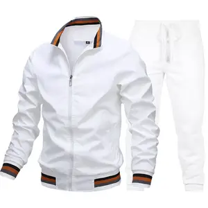Venta caliente de encargo de la moda de los hombres Joggers de dos piezas conjunto de bloque de color chaqueta con capucha para los hombres chándal - Product Image 5