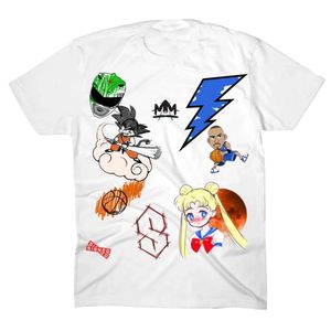 เสื้อยืดลายกราฟิกสไตล์การ์ตูนผสมผสาน แขนสั้น คอกลม สตรีทแวร์ลำลอง ยูนิเซ็กส์ พิมพ์ลาย - Product Image 1