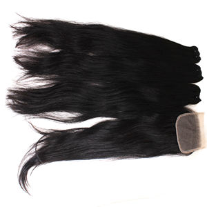 Perruque à fermeture en dentelle HD 5x5 de haute qualité, 100% cheveux humains vietnamiens naturels, style ondulé profond, cheveux lisses, 3 paquets - Product Image 2