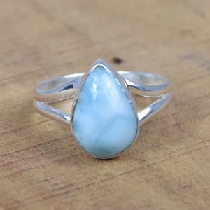 Big Natural Blue Larimar <b>925</b> Sterling <b>Silver</b> Vintage Bezel Setting Gemstone <b>Ring</b> ~ Handmade Engagement Jewelry ~ Gift for Her - Product Image 3