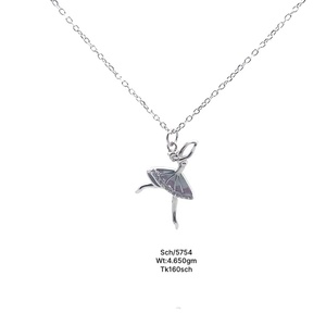 ผู้หญิงฮิปฮอปชุบทอง Bling Iced Out Belle Girl Enamel Charm จี้เงินแท้925พร้อมโซ่ - Product Image 1