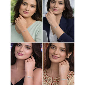 NOVAMART Fine Buy 925 Silver <b>Bracelet</b> for Every Moment You! Rhodium Plated Tennis Flower Shape Gold Diamond Pearl <b>Ruby</b> Religious - Product Image 4