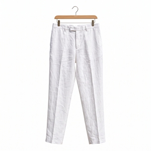 Pantalones Chinos de Lino y Algodón para Hombre, Color Blanco, con Cordón, Cintura Media, Casuales, con Bolsillos, Acolchados - Product Image 1