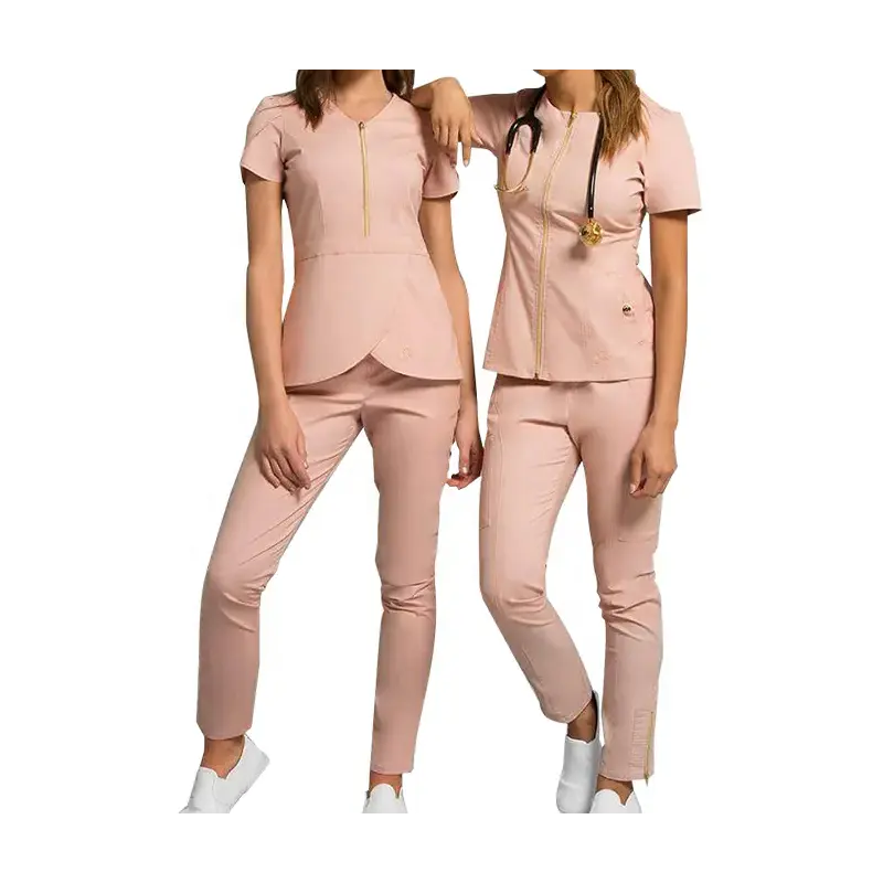 Calidad superior OEM manga corta unisex Hospital médico mujeres elegantes uniformes conjuntos JOGGER SCRUB SET