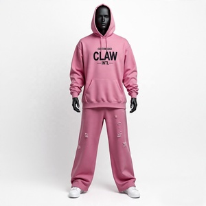 Nuevo fabricante de chándal holgado de moda, conjunto de chándales de algodón de alta calidad para hombre con sudadera con cremallera y pantalón, conjunto de dos piezas - Product Image 4